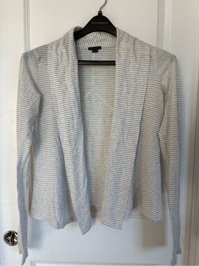 Theory cotton Striped Open-Front Cardigan